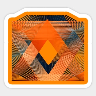 Geometric illusion abstract orange blue Sticker